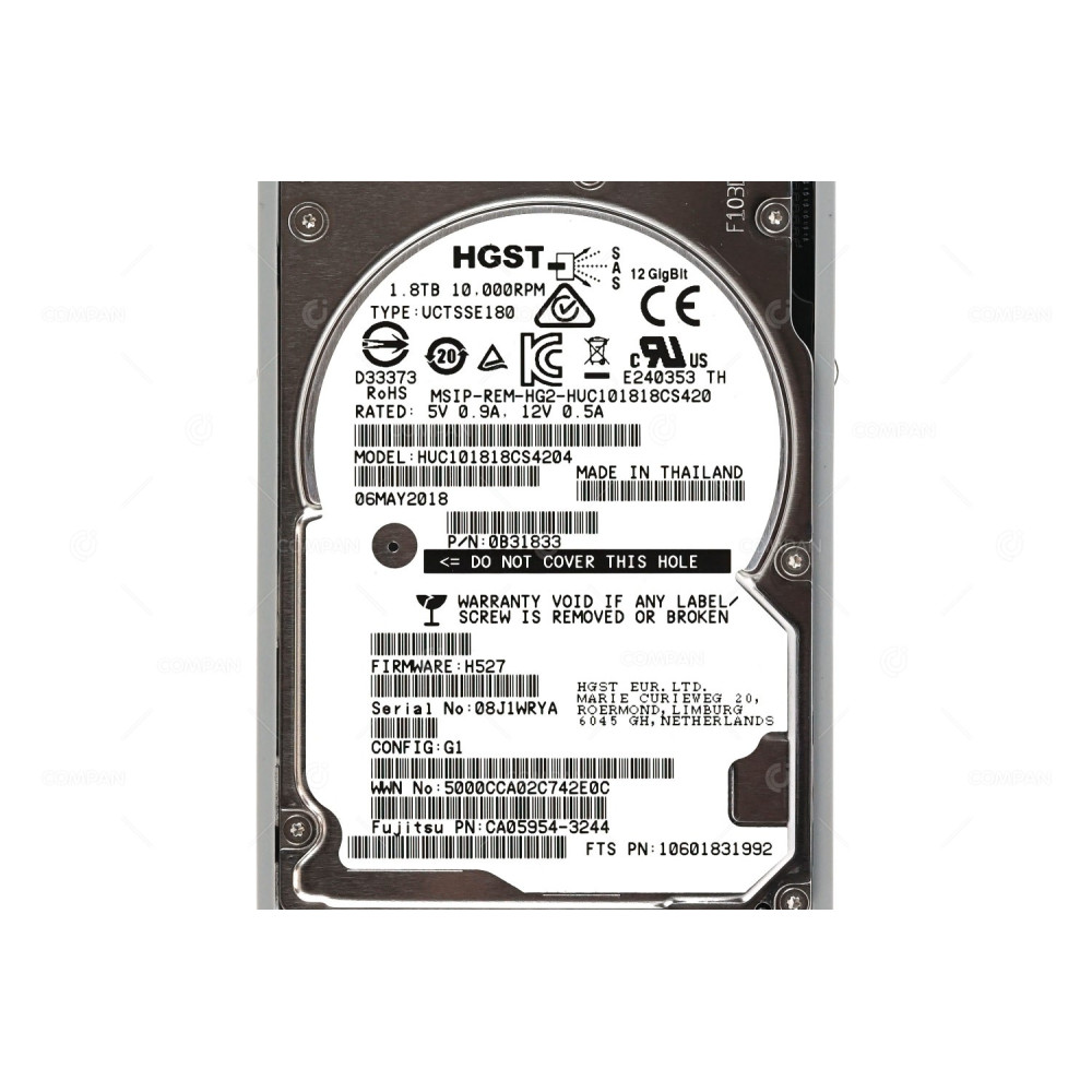 CA08226-E778 FUJITSU HDD 1.8TB 10K SAS 12G 2.5" SFF FOR ETERNUS DX S3 S4